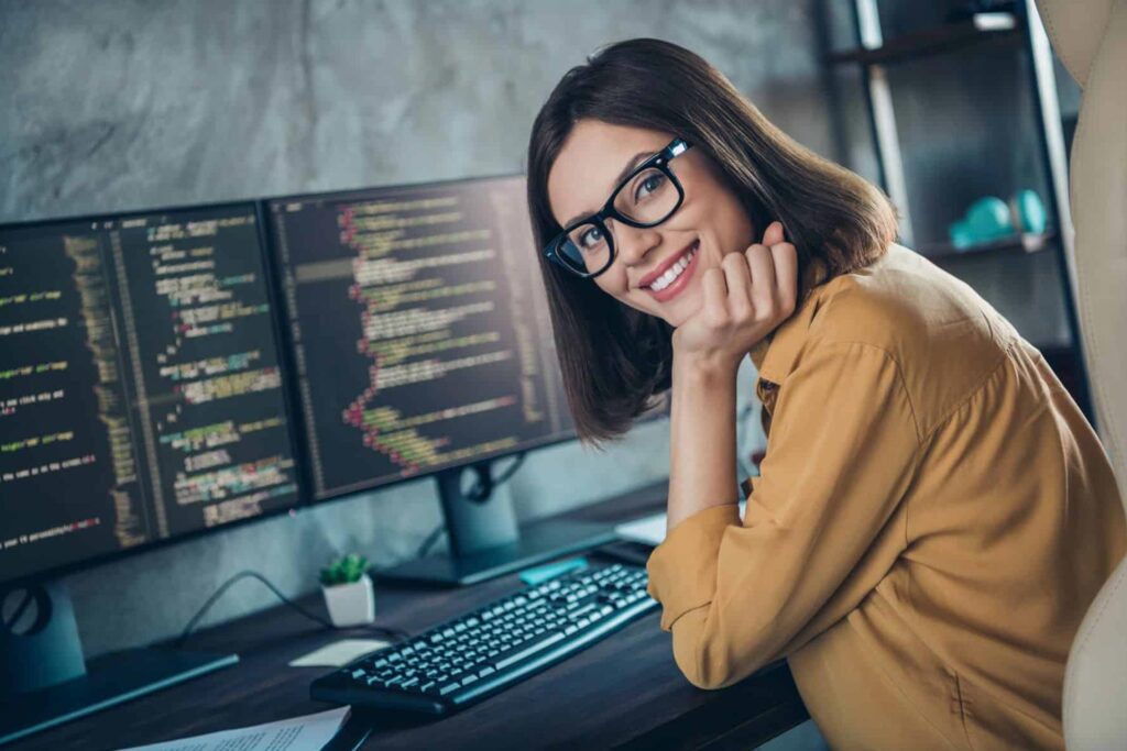 Woman with Coding Image